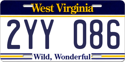 WV license plate 2YY086