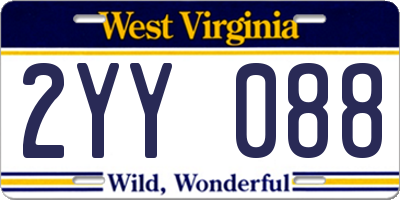WV license plate 2YY088
