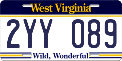 WV license plate 2YY089