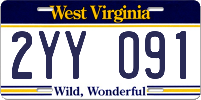 WV license plate 2YY091