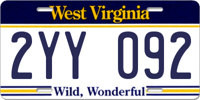 WV license plate 2YY092