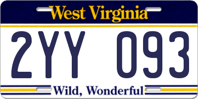 WV license plate 2YY093