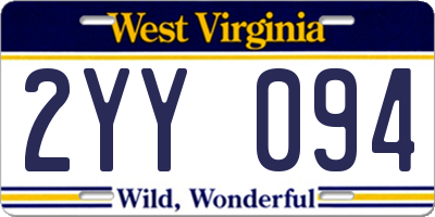 WV license plate 2YY094