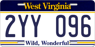 WV license plate 2YY096