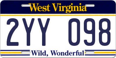 WV license plate 2YY098