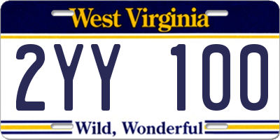 WV license plate 2YY100