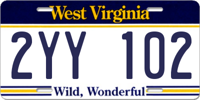 WV license plate 2YY102