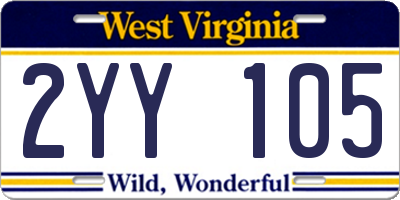 WV license plate 2YY105