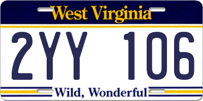 WV license plate 2YY106