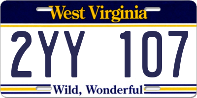 WV license plate 2YY107