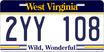 WV license plate 2YY108