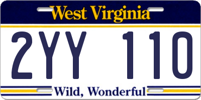 WV license plate 2YY110