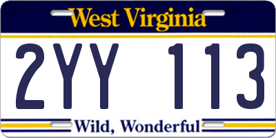 WV license plate 2YY113
