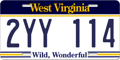 WV license plate 2YY114