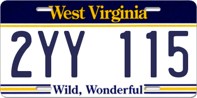 WV license plate 2YY115