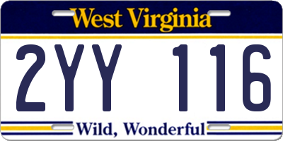 WV license plate 2YY116