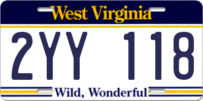 WV license plate 2YY118