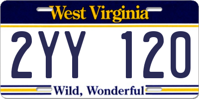 WV license plate 2YY120