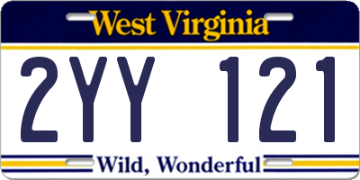 WV license plate 2YY121
