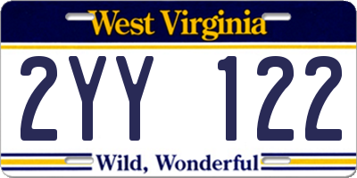 WV license plate 2YY122
