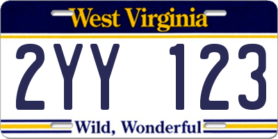 WV license plate 2YY123