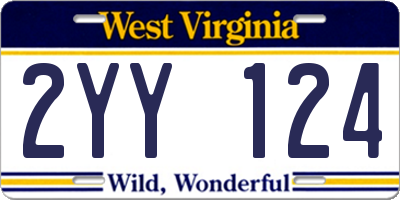 WV license plate 2YY124