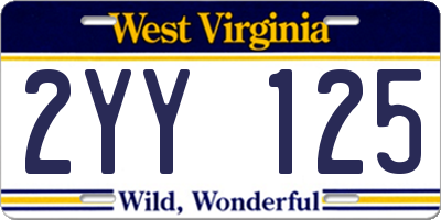 WV license plate 2YY125