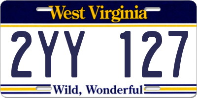WV license plate 2YY127