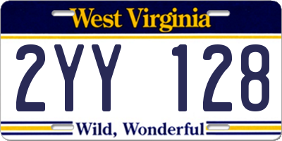 WV license plate 2YY128