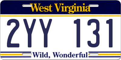 WV license plate 2YY131