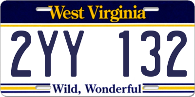 WV license plate 2YY132