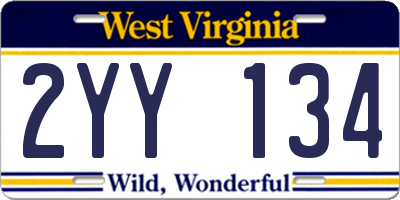 WV license plate 2YY134