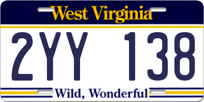 WV license plate 2YY138
