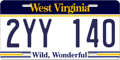 WV license plate 2YY140
