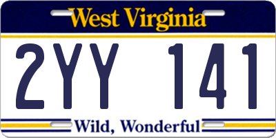 WV license plate 2YY141