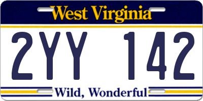WV license plate 2YY142