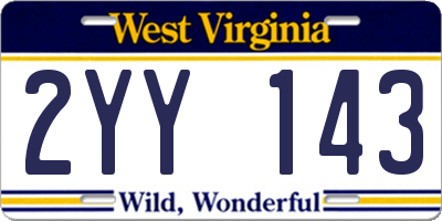 WV license plate 2YY143