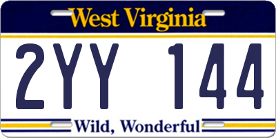 WV license plate 2YY144