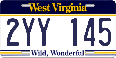 WV license plate 2YY145