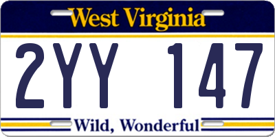 WV license plate 2YY147