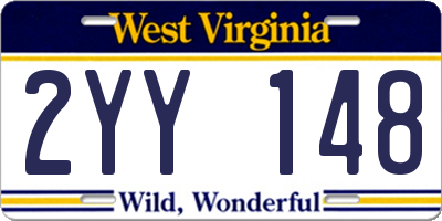 WV license plate 2YY148