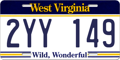 WV license plate 2YY149