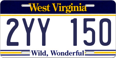 WV license plate 2YY150