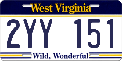WV license plate 2YY151