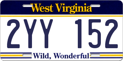 WV license plate 2YY152