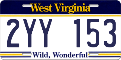 WV license plate 2YY153