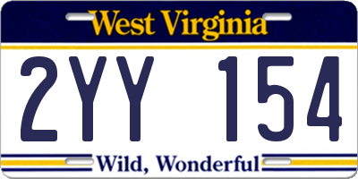WV license plate 2YY154