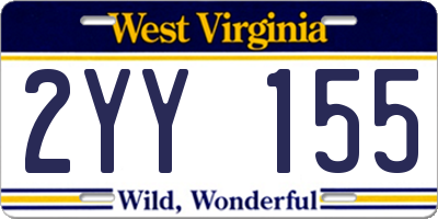 WV license plate 2YY155