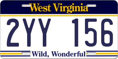 WV license plate 2YY156