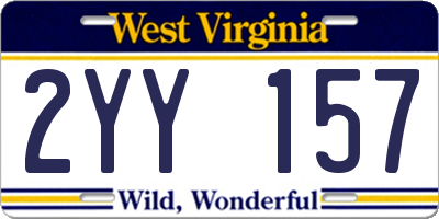 WV license plate 2YY157